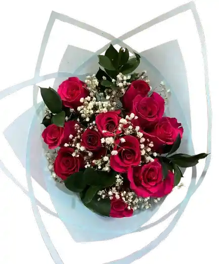 Ramo De Rosas Fucsia Con Gypsophila