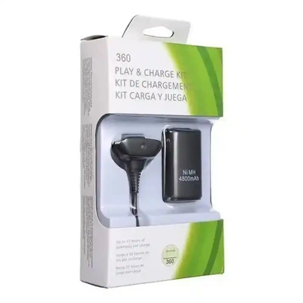 Carga Juega Xbox 360 Bateria Pila Recargable Generico Negro