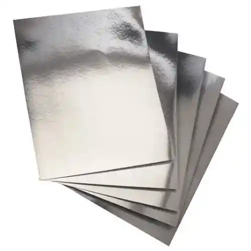 Cartulina Metalizada Plata Espejo 1/2 Pliego