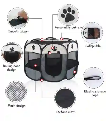 Corral P/mascotas M Perros Gatos Plegable Portatil Impermeable