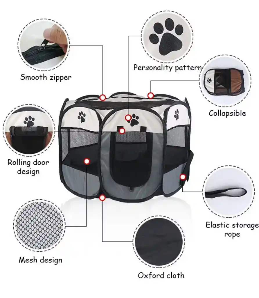 Corral P/mascotas M Perros Gatos Plegable Portatil Impermeable