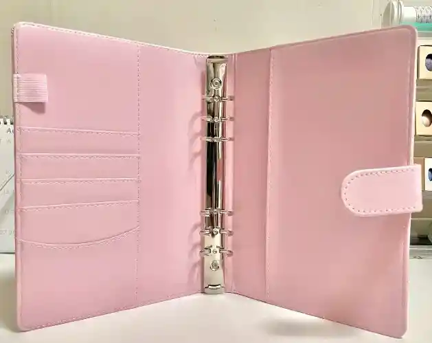 Organizador Financiero Con Bolsillos Plastico Y Organizador En Contraportada Rosado