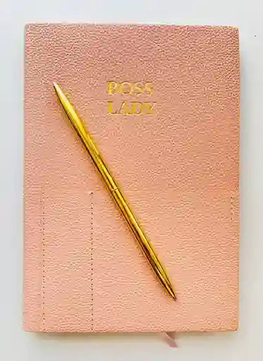 Kit Agenda Boss Lady A Temporal Rosado Con Lapicero Dorado