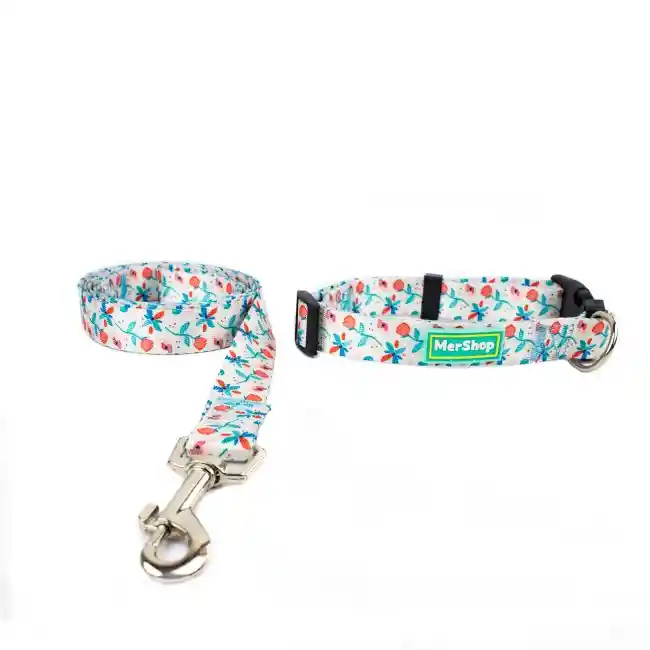 Collar + Trailla Flores Talla M