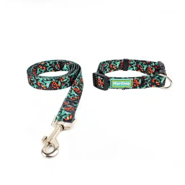 Collar + Trailla Flores Talla L