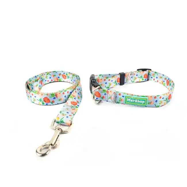 Collar + Trailla Flores Talla L