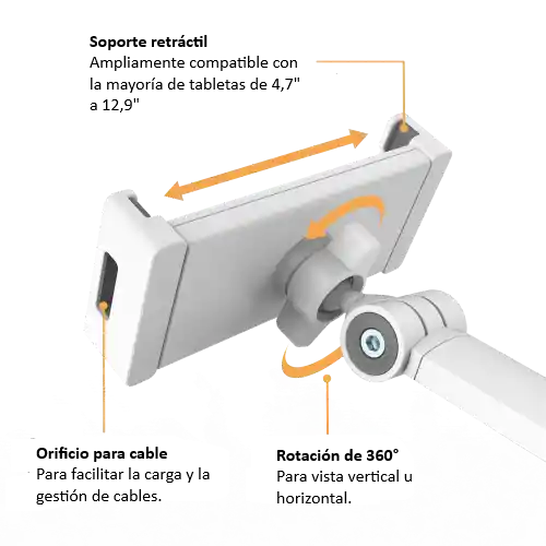 Soporte Brazo Para Tablet Extensible En Prensa