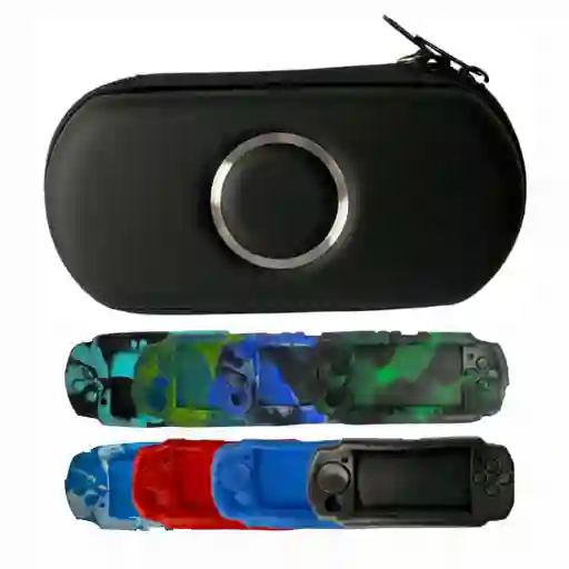 Estuche Protector Negro + Silicona Compatible Psp 2000/ 3000