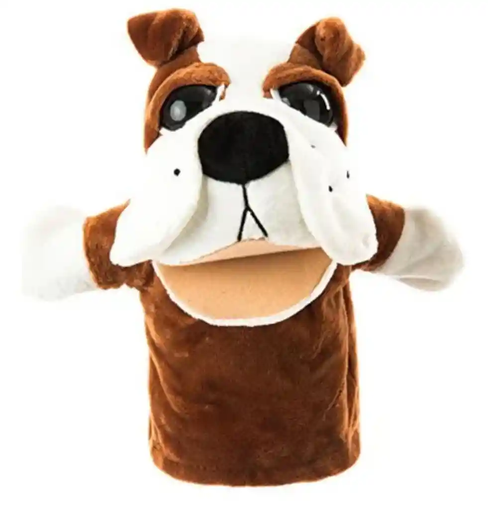 Títere Para Niños Animales Por Unidad Tela Hipoalergénica Perro Bulldog