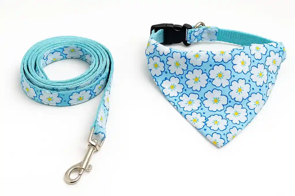 Collar Pañoleta + Trailla Flores Talla L