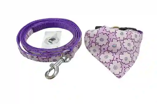 Collar Pañoleta + Trailla Flores Talla S