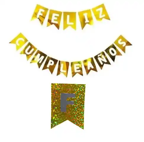 Feliz Cumpleaños Letrero Guirnalda Grande Dorado 17 X 12 Cm