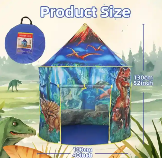 Carpa Castillo Original Azul Dino Amigo Para Niños Y Niñas