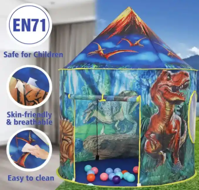Carpa Castillo Original Azul Dino Amigo Para Niños Y Niñas