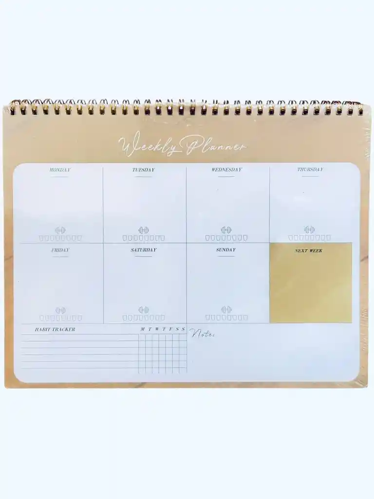 Planeador Semanal Weekly Planner Café Argollado Horizontal 21.6x28cm