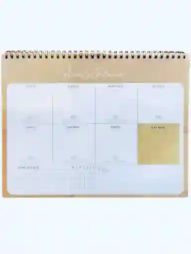 Planeador Semanal Weekly Planner Café Argollado Horizontal 21.6x28cm