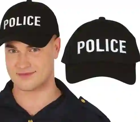 Gorro Policía Sencillo Negro Ajustable Cosplay Halloween