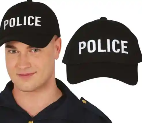 Gorro Policía Sencillo Negro Ajustable Cosplay Halloween