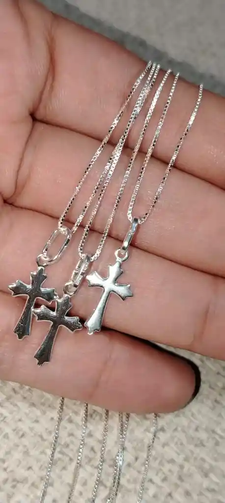 Cadena Y Dije De Cruz Plata 925