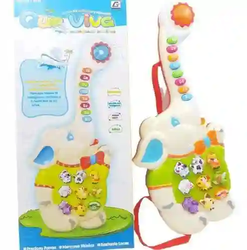 Juguete Guitarra Didáctica Elefante Musical Con Luces