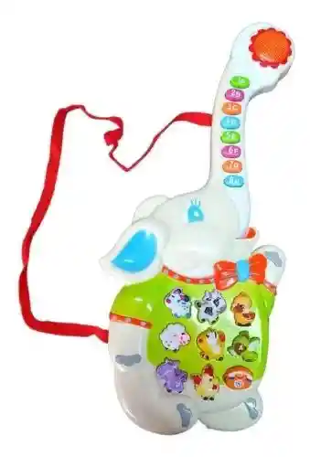 Juguete Guitarra Didáctica Elefante Musical Con Luces