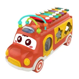 Juguete Bus Didáctico Encajable Con Figuras + Xilófono Rojo