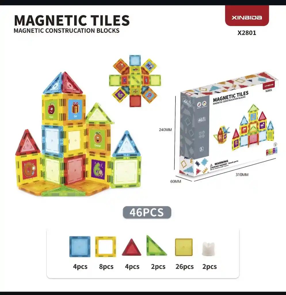 Juguete Bloques Magnéticas X46 Piezas Laberinto Y Luces