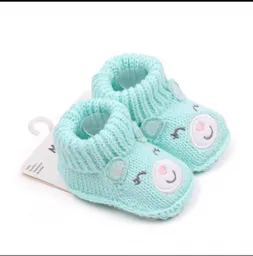 Medias Zapato Tejido Para Bebé 0-6 Meses Azul