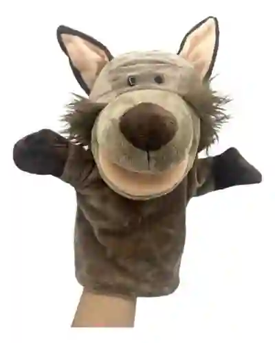 Titere Peluche Marioneta De Lobo Cafe 24cm