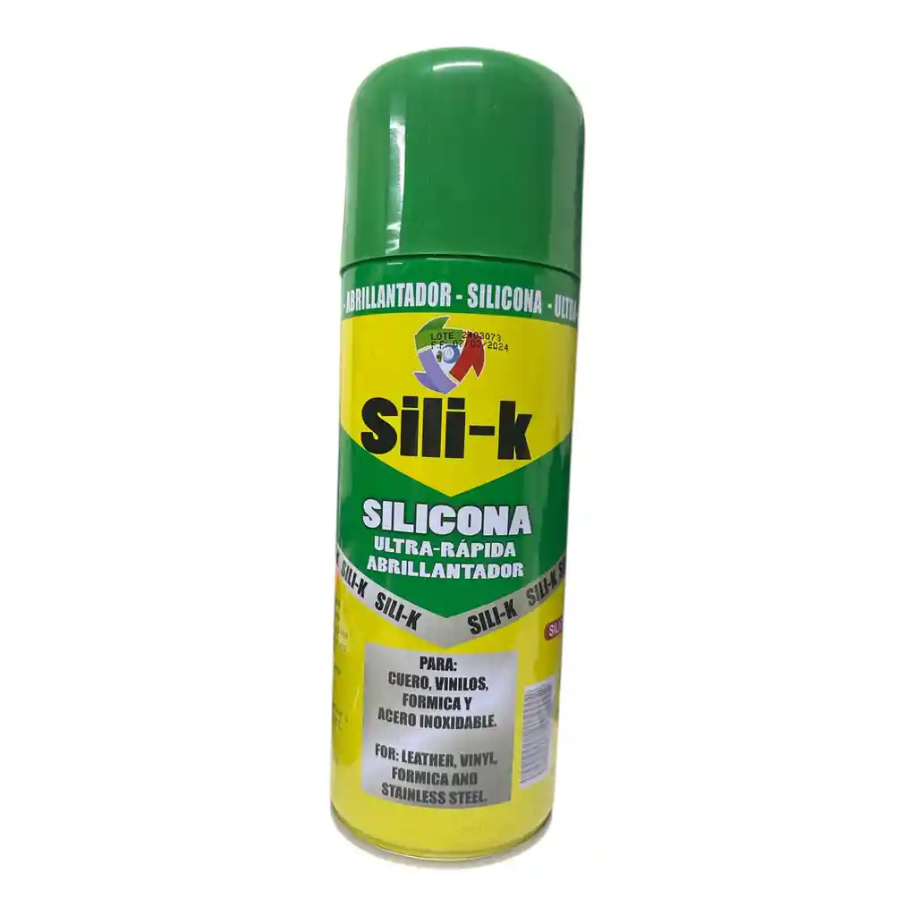Silicona Spray Abrillantador Sili K Sili-k Cuero Vinilos Formica Acero Secado Rapido