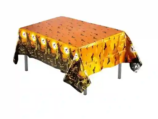 Mantel Rectangular Metalizado Naranja Negro Halloween Party