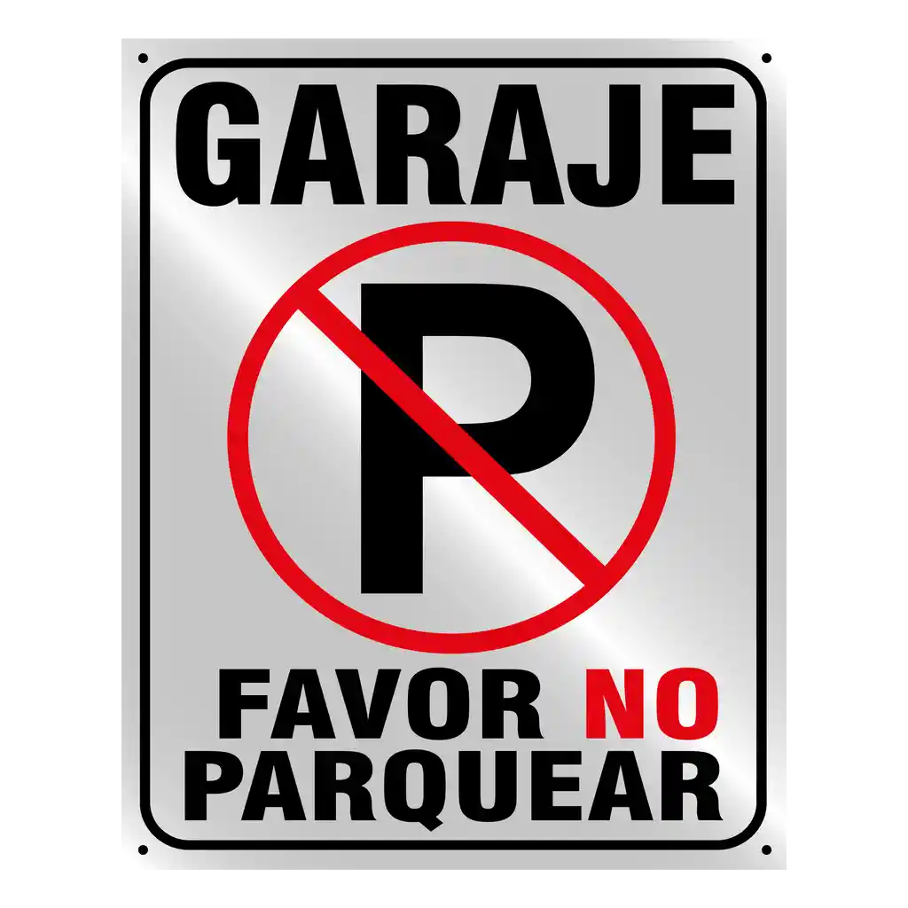 Aviso Letrero Plastico Prohibido Parquear 40x30cm Reflectivo