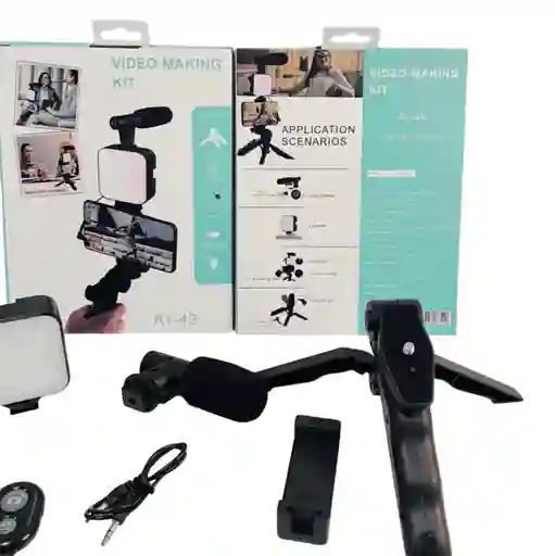 Tripode Combo Marketing Con Microfono Panel De Luz