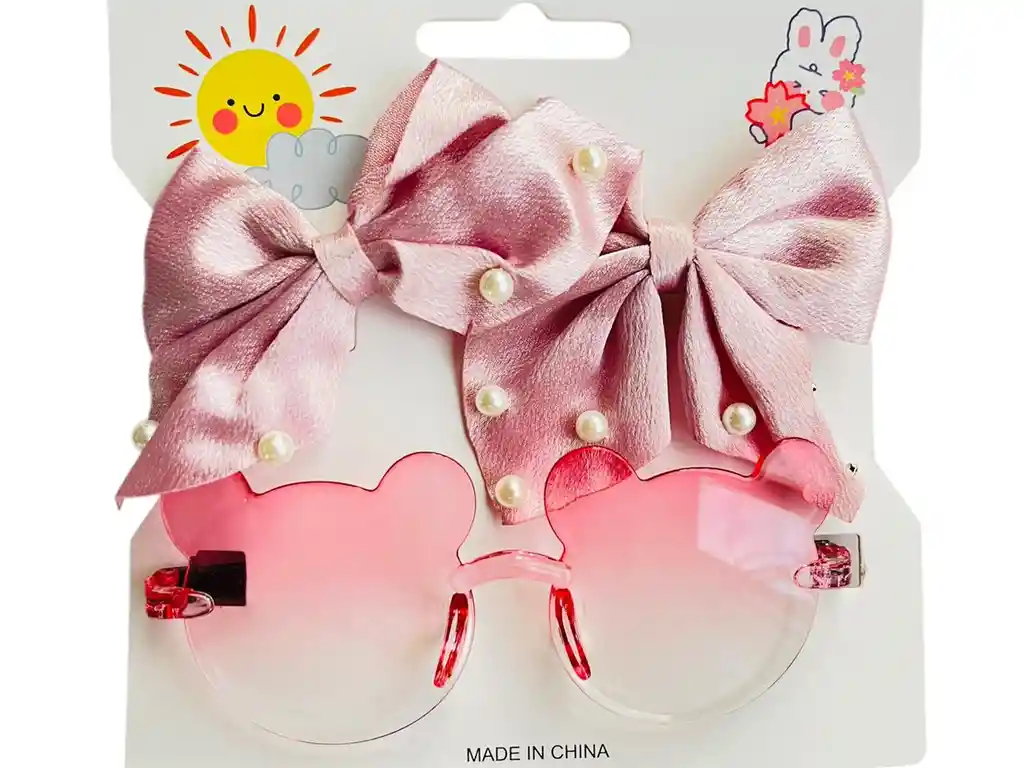 Set De Gafas Y Gancho Corbatin De Niña Palo De Rosa