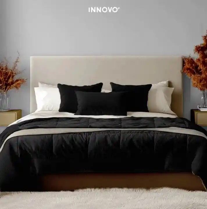 Cubrelecho Ovejero Queen Suave Caliente Reversible 2 Fundas Premium Innovo Negro