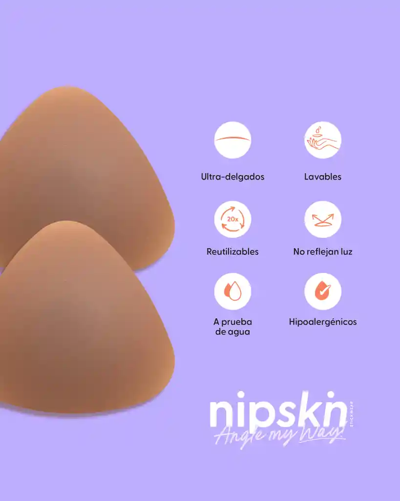 Cubre Pezones Triangulares De Silicona, Color: Chocolate - Nipskin®