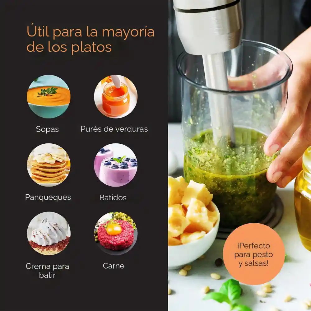 Batidora De Inmersion Licuadora De Mano Boma Acero Inox 800w