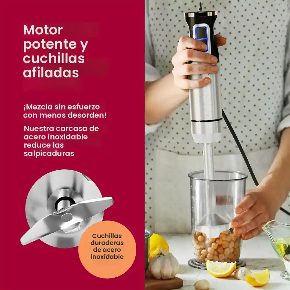 Batidora De Inmersion Licuadora De Mano Boma Acero Inox 800w