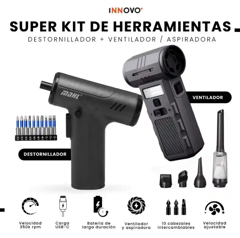 Destornillador Eléctrico Con Soplador Aspiradora Todo En Uno Multifunción