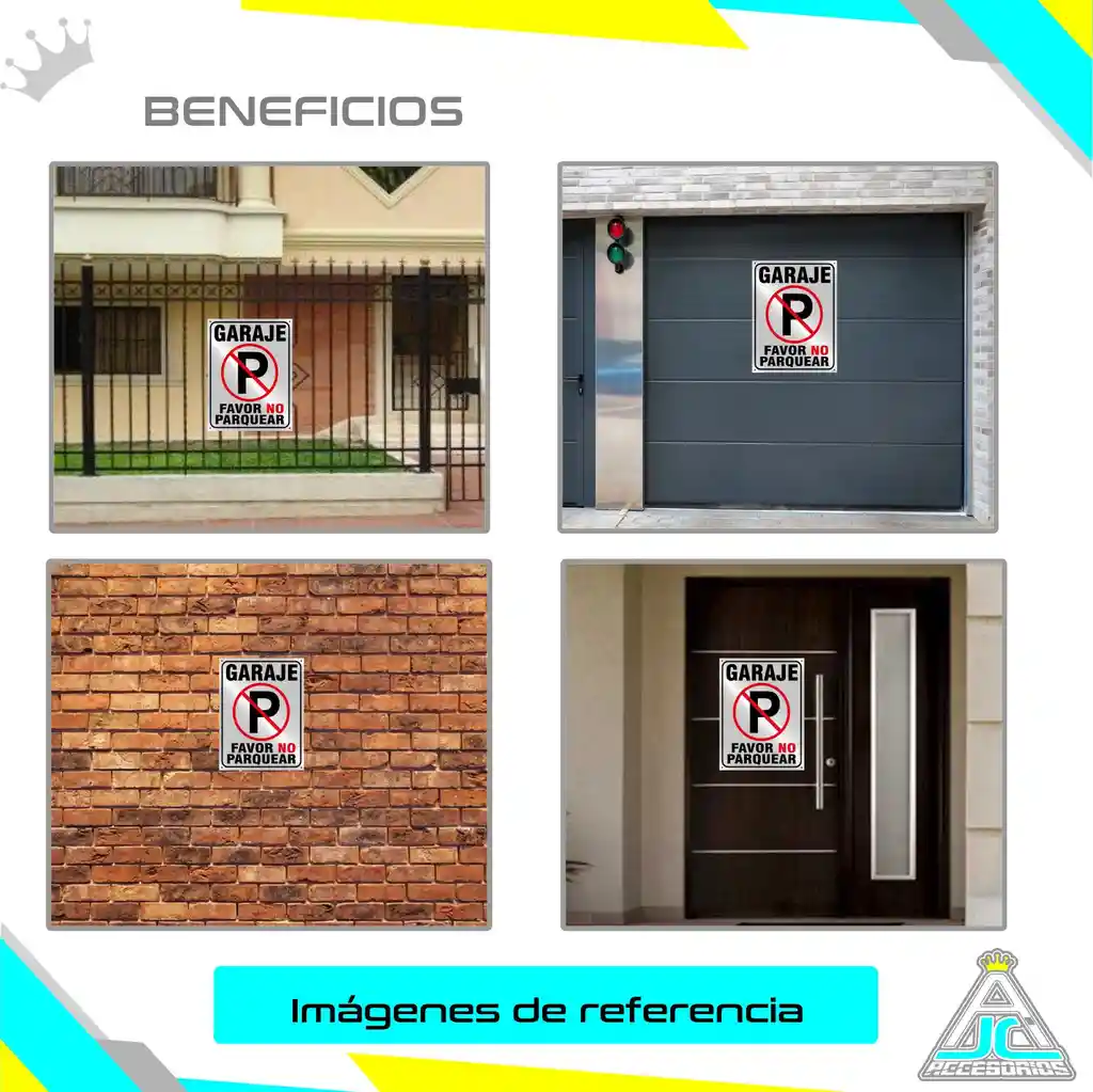 Aviso Letrero Plastico Prohibido Parquear 40x30cm Reflectivo