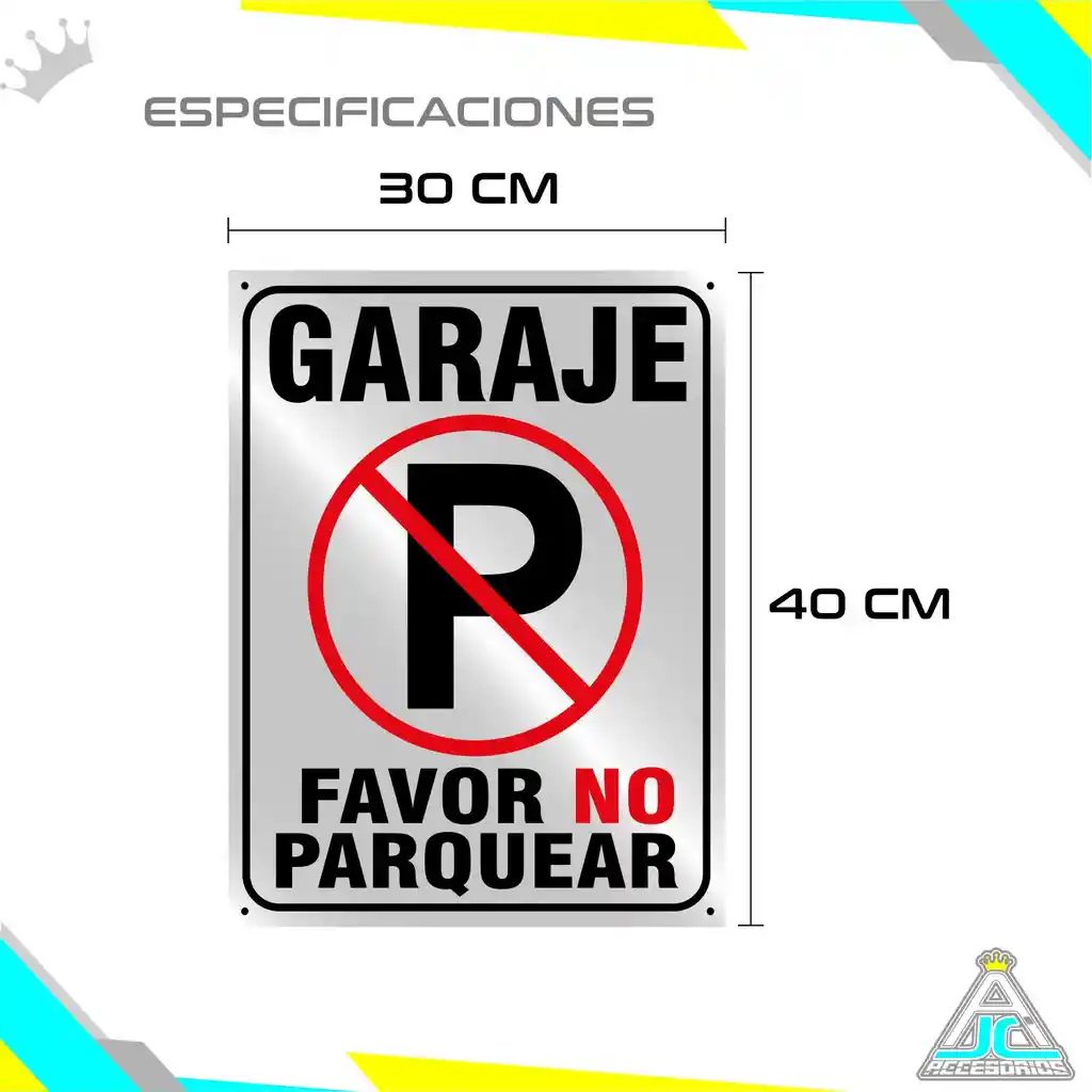 Aviso Letrero Plastico Prohibido Parquear 40x30cm Reflectivo