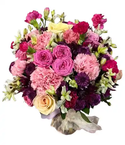 Caja Rosa – Mix Pastel Con Claveles Y Alstroemerias