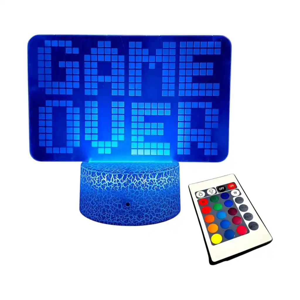 Lampara Decorativa Gamers De Game Over Rgb + Control
