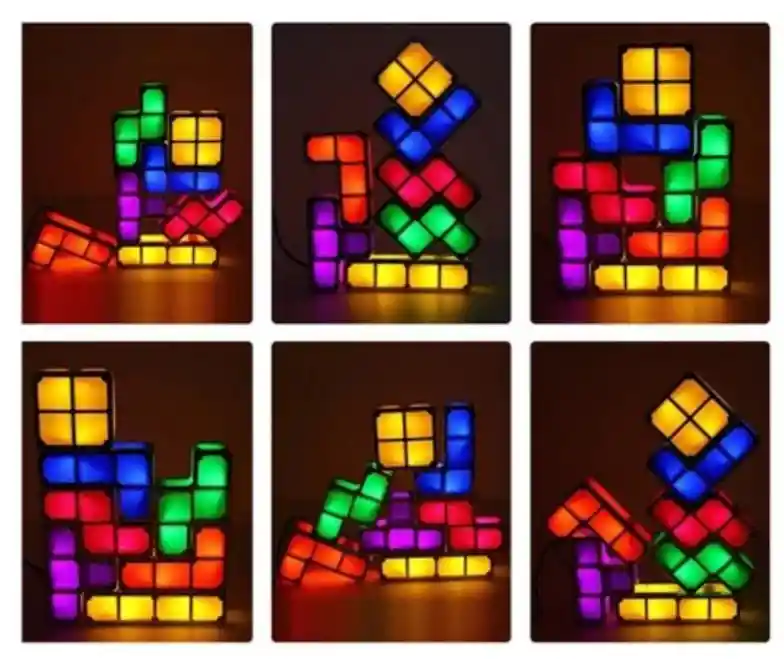 Lámpara Tetris Decorativa De Bloques Luminosos Multicolor