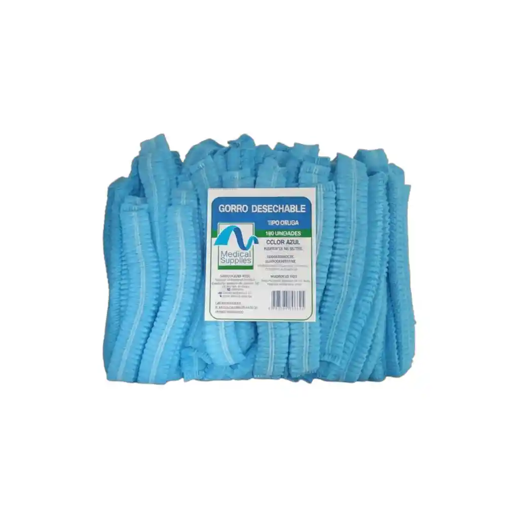 Gorro Desechable Tipo Oruga Azul