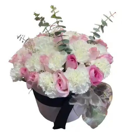 Caja Blanca – Claveles Blancos Y Rosas Rosadas