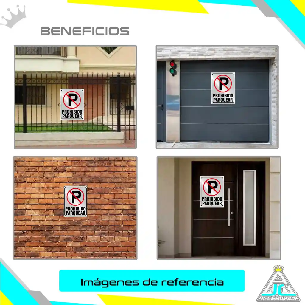 Aviso Letrero Plastico Prohibido Parquear 40x30cm Reflectiv