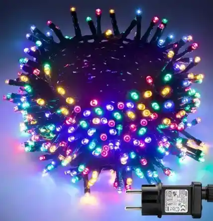 Luces De Navidad Luz Led Multicolor 200 Bombillos Lineal Cable Verde Conector Secuencia Decoración Adornos Navideños