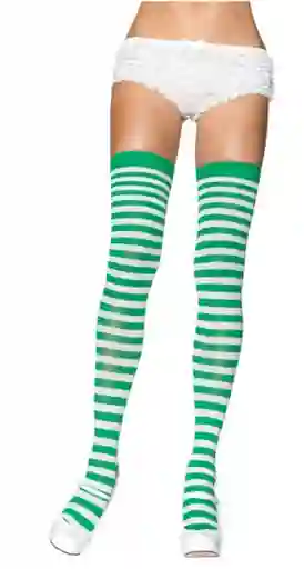 Media Liguero Rayas Verde Con Blanco Cosplay Halloween