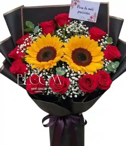 Flores Rosas Y Girasoles Bello Amor